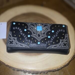 Black and Turquoise Embellished Women's Clutch